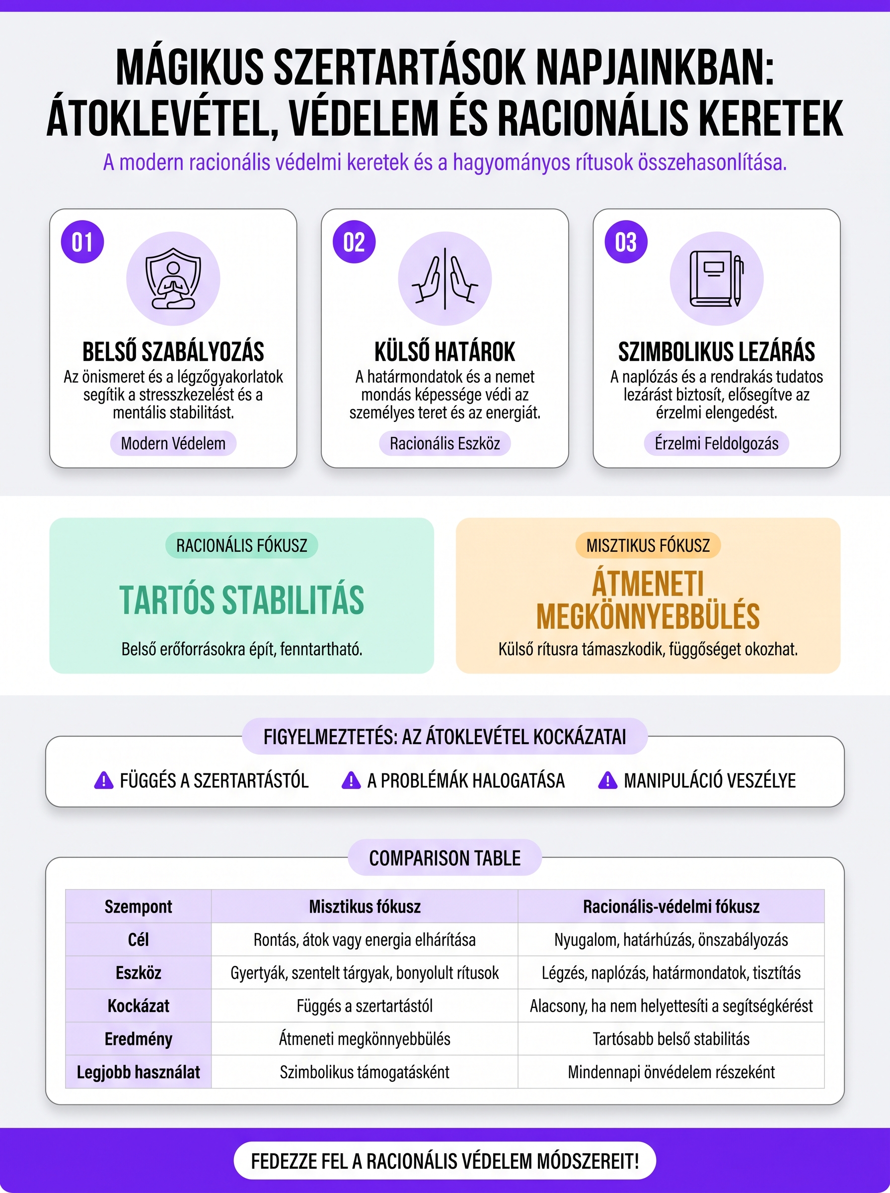 Mágikus szertartások napjainkban: átoklevétel, védelem és racionális keretek – infografika